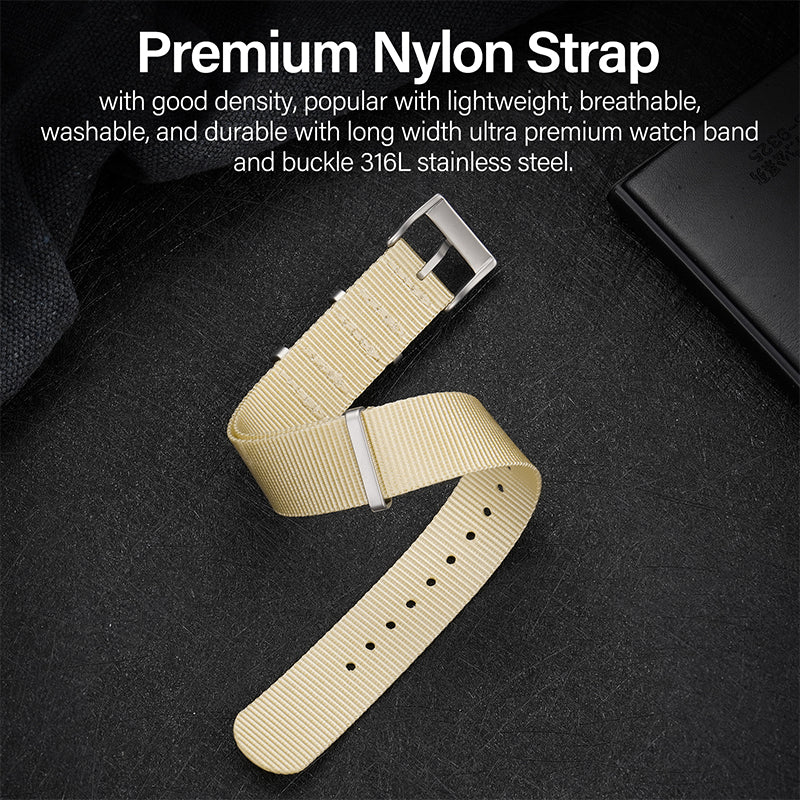 Smooth Nylon Watch Band with Sandblasting Buckle 18mm 20mm 22mm