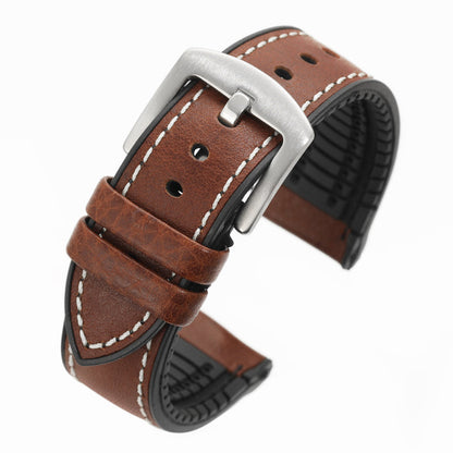 Premium Quality Leather-Fluorine Ruber Watch Bands Vintage Strap 20mm 22mm