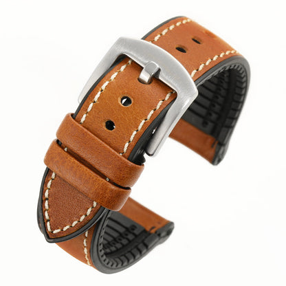 Premium Quality Leather-Fluorine Ruber Watch Bands Vintage Strap 20mm 22mm