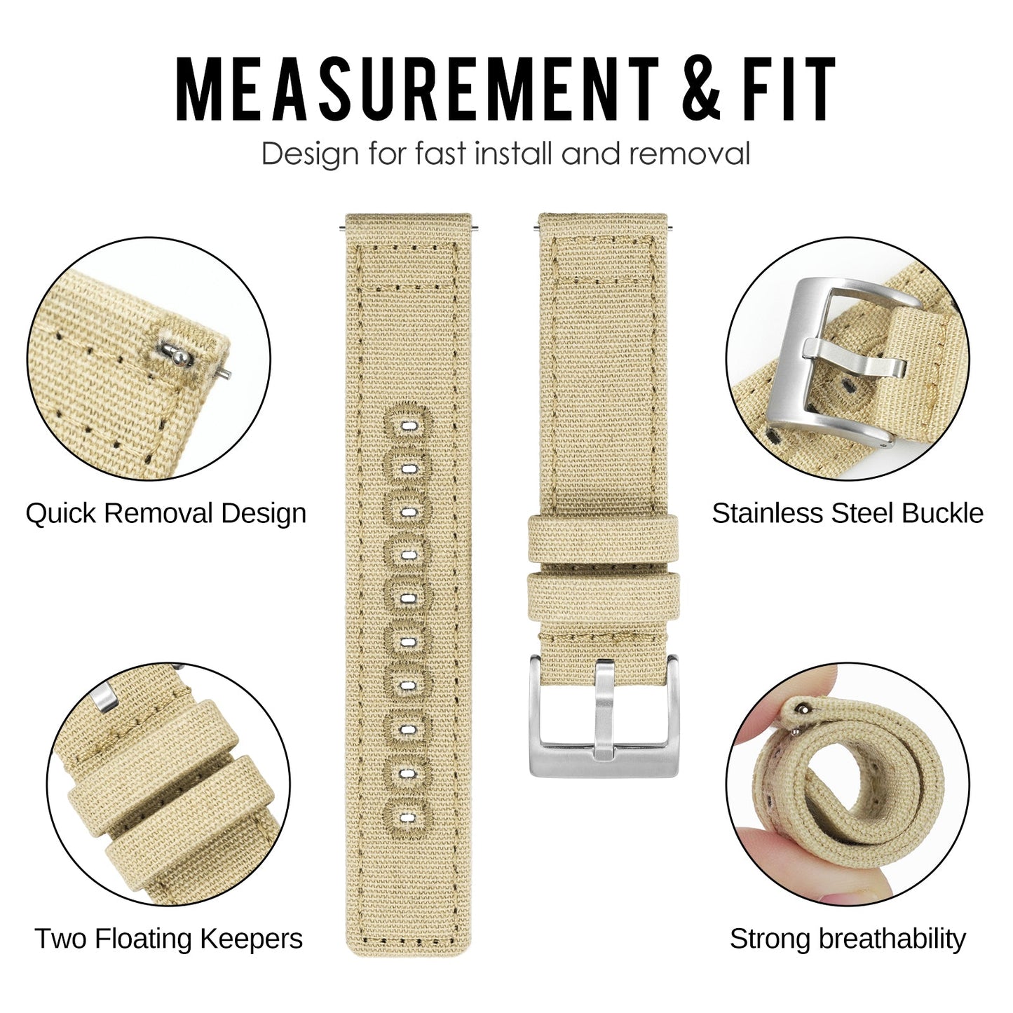Canvas Watch Strap Vintage Watch band 20mm 22mm