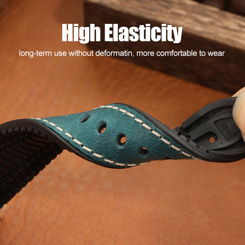 Premium Quality Leather-Fluorine Ruber Watch Bands Vintage Strap 20mm 22mm