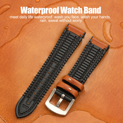 Premium Quality Leather-Fluorine Ruber Watch Bands Vintage Strap 20mm 22mm