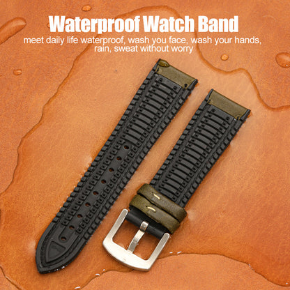 Premium Quality Leather-Fluorine Ruber Watch Bands Vintage Strap 20mm 22mm