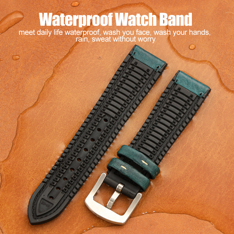 Premium Quality Leather-Fluorine Ruber Watch Bands Vintage Strap 20mm 22mm