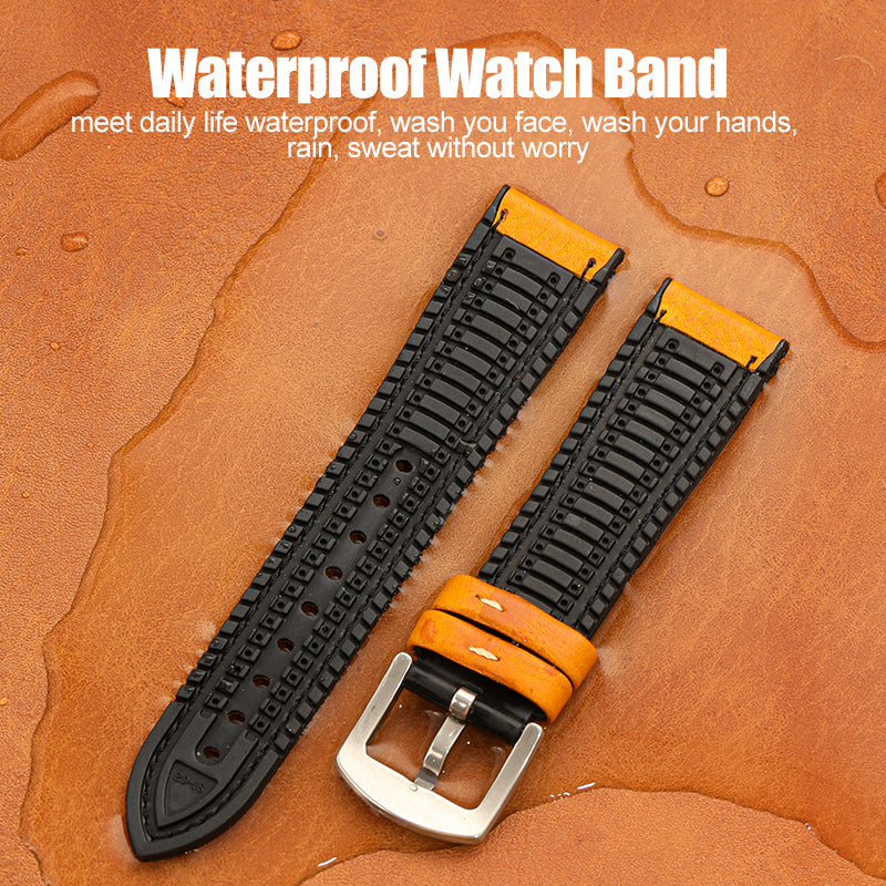 Premium Quality Leather-Fluorine Ruber Watch Bands Vintage Strap 20mm 22mm