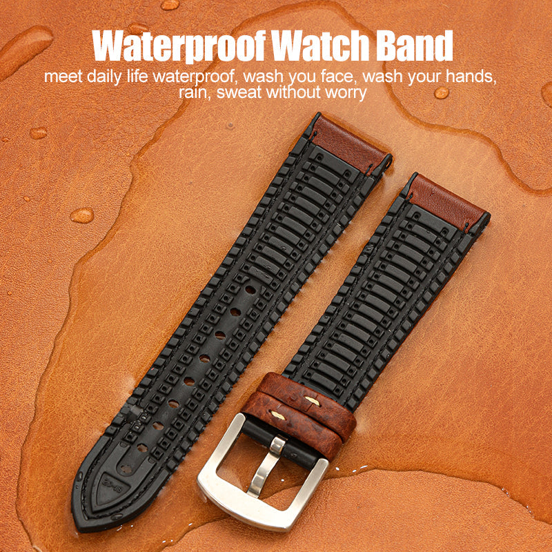 Premium Quality Leather-Fluorine Ruber Watch Bands Vintage Strap 20mm 22mm