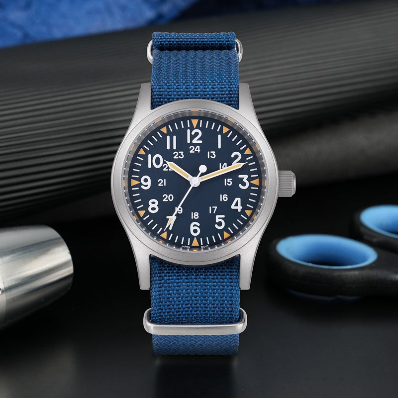 Militado ML05 VH31 Vintage Military Watch  Blue Dial