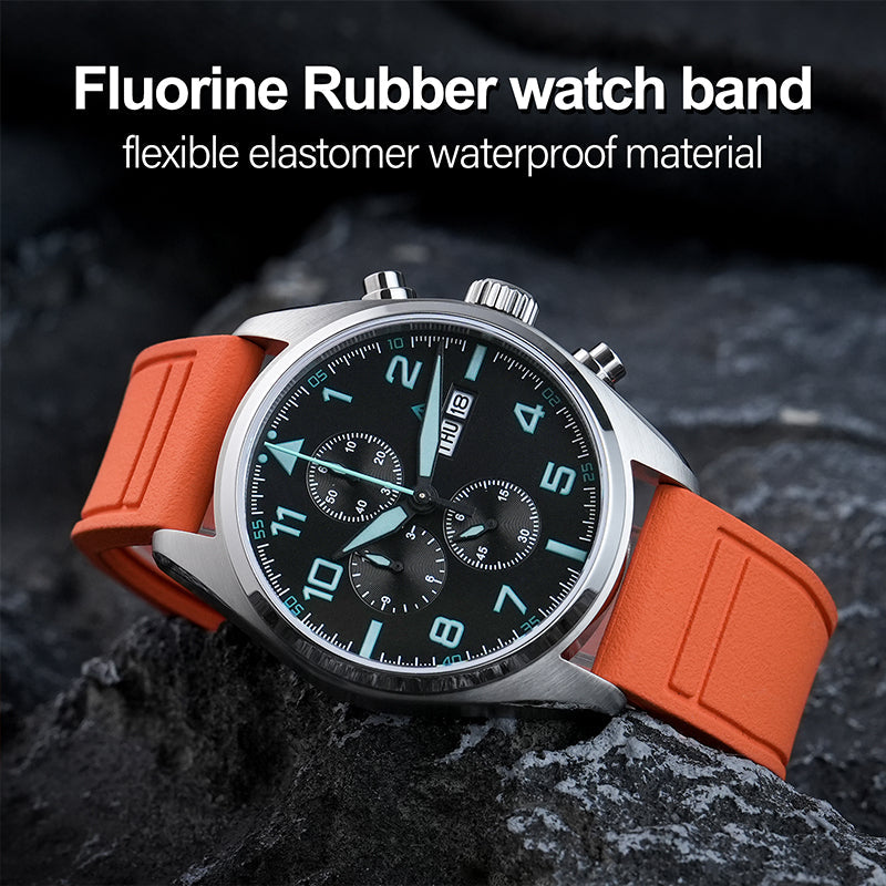 Tropical Soft Rubber Strap FKM Watch Band for Pilot field Watch 20mm 22mm