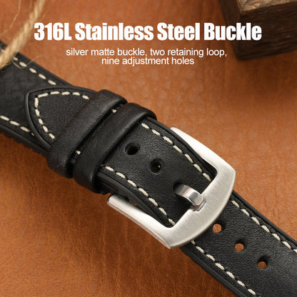 Premium Quality Leather-Fluorine Ruber Watch Bands Vintage Strap 20mm 22mm