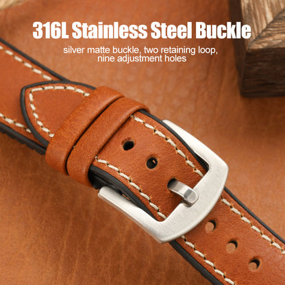 Premium Quality Leather-Fluorine Ruber Watch Bands Vintage Strap 20mm 22mm