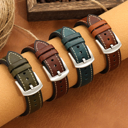 Premium Quality Leather-Fluorine Ruber Watch Bands Vintage Strap 20mm 22mm