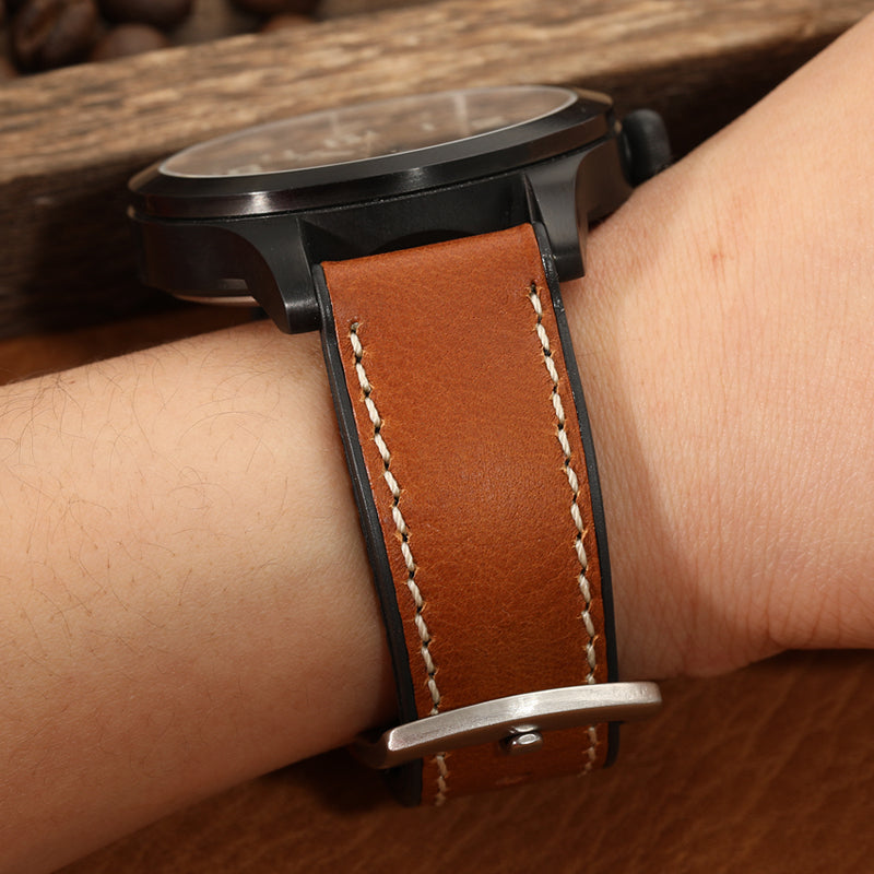 Premium Quality Leather-Fluorine Ruber Watch Bands Vintage Strap 20mm 22mm