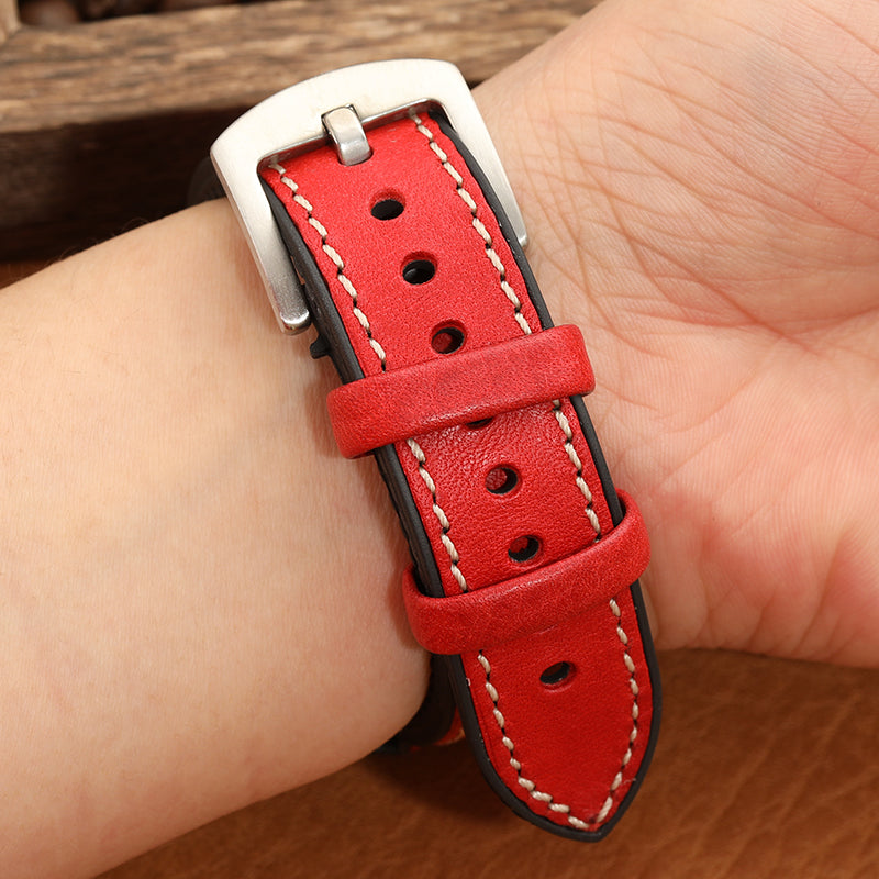 Premium Quality Leather-Fluorine Ruber Watch Bands Vintage Strap 20mm 22mm