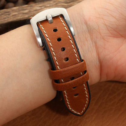 Premium Quality Leather-Fluorine Ruber Watch Bands Vintage Strap 20mm 22mm