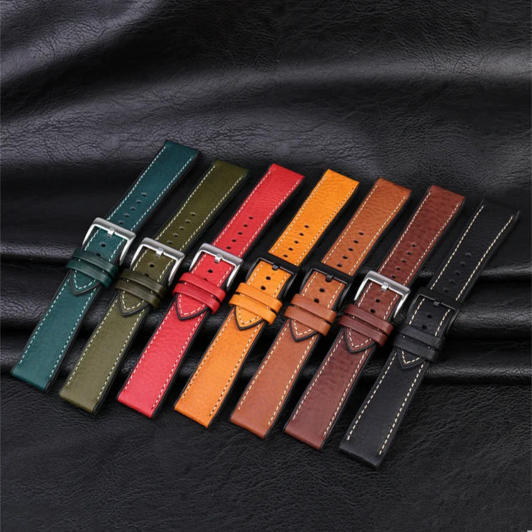 Premium Quality Leather-Fluorine Ruber Watch Bands Vintage Strap 20mm 22mm