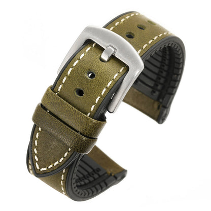 Premium Quality Leather-Fluorine Ruber Watch Bands Vintage Strap 20mm 22mm