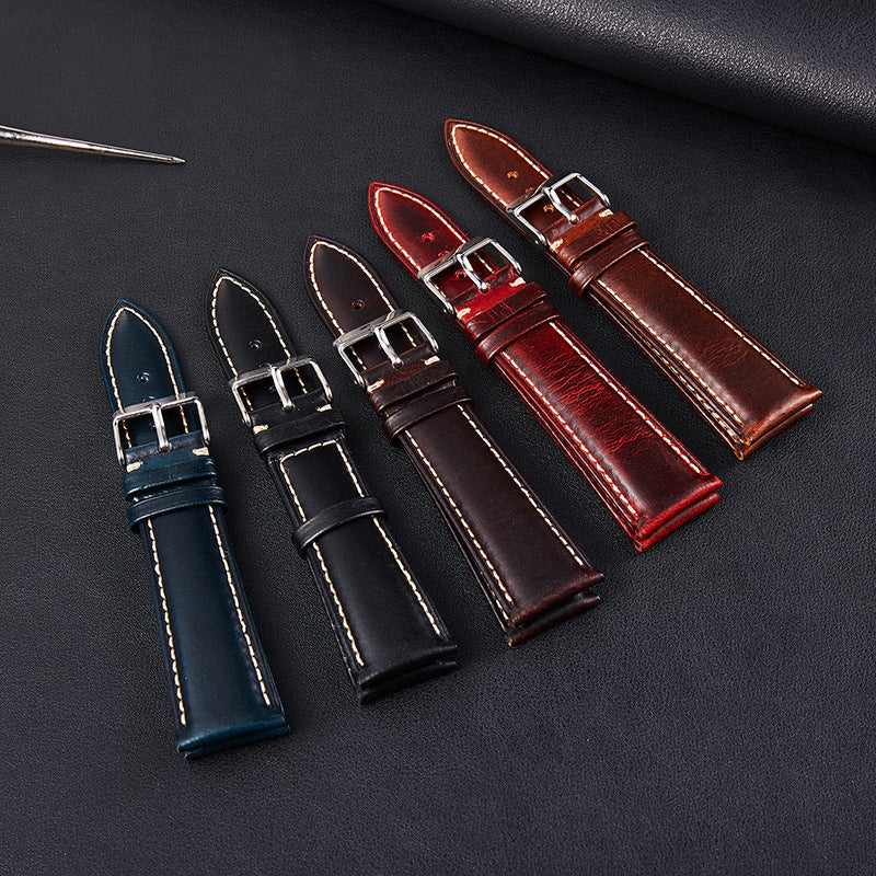 High Quality Leather Strap Vintage Oil Wax Leather Watch Band Cowhide Watchband 18mm 19mm 20mm 21mm 22mm