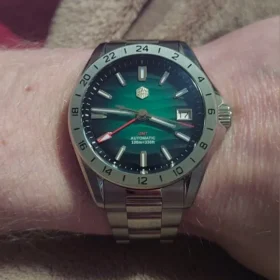 San Martin SN0129G GMT Watch 39mm Desert Texture Luxury NH34 Automatic AR Sapphire BGW9 luminous photo review