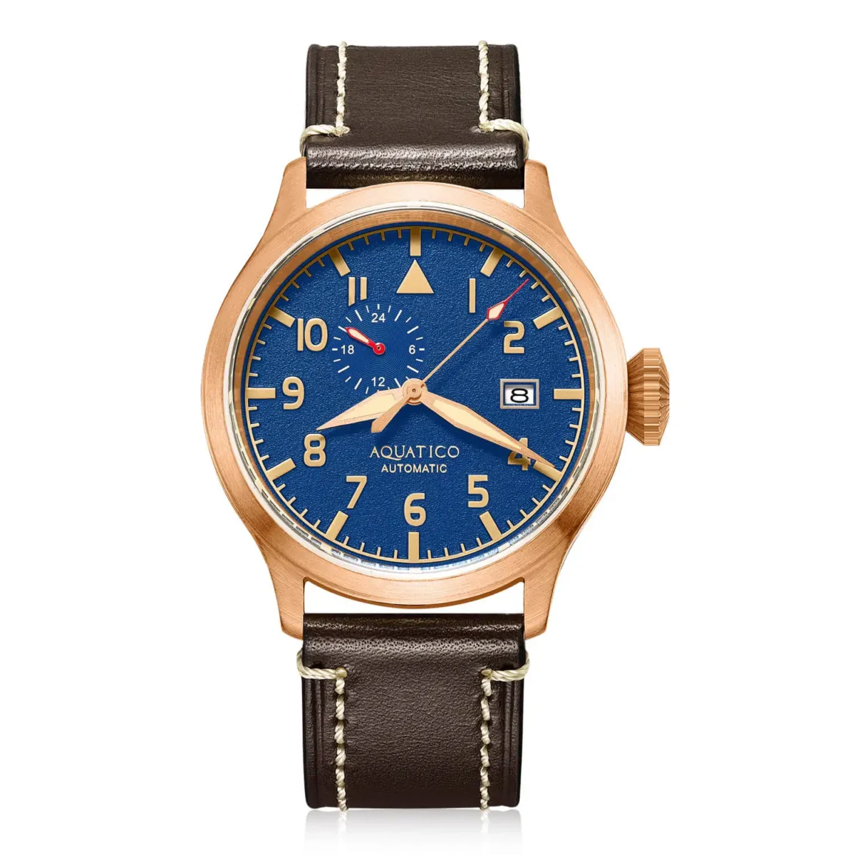 CUSN8 Bronze Pilot Watch Aquatico AQ1003BL